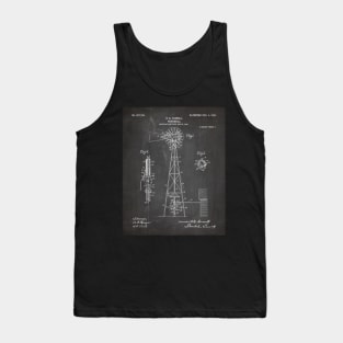 Windmill Patent - Farmer Rancher Country Farmhouse Art - Black Chalkboard Tank Top